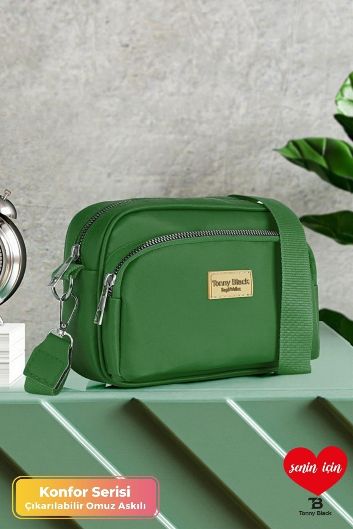 Original Damen Verstellbarer Riemen 2 Fächer Reißverschluss Mini Modell Farbe sortiert Cross Shoulder Bag
