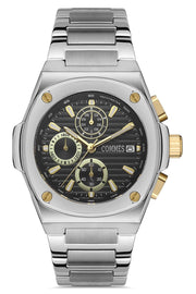 Steel Band Silver Black Color Stopwatch And Calendar Men'S Classic Wristwatch Cm1939-Sggb