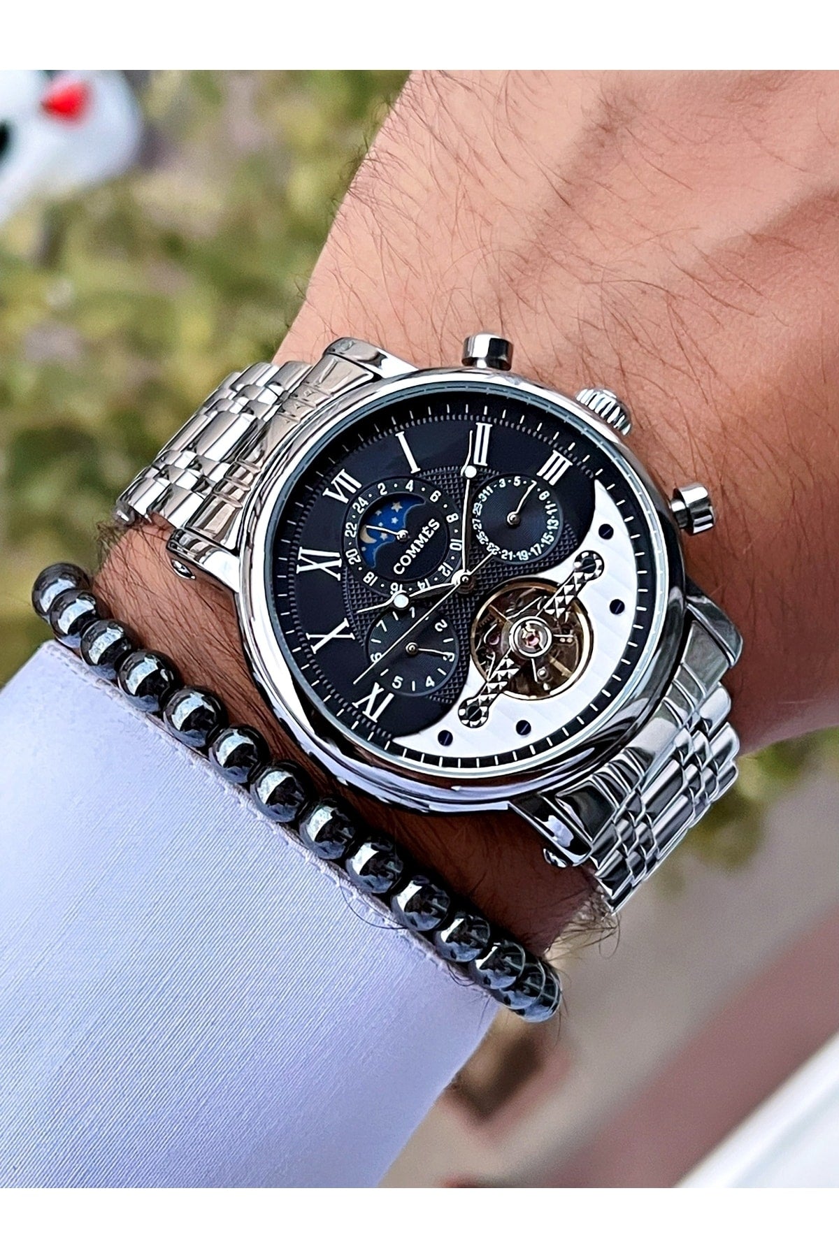 Zeit Automatische Bewegung Luxus Herren Armbanduhr