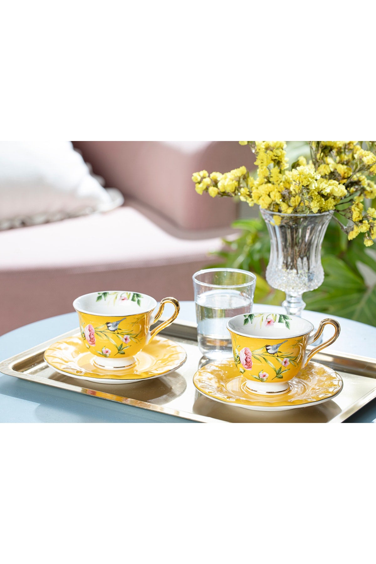 Vanilla New Bone China Kaffeetassen-Set, 2 Stück, 90 ml, Gelb
