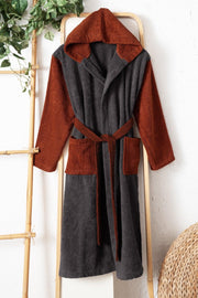 Royal Women - Men Bathrobes Hooded Anthracite Tile - Swordslife