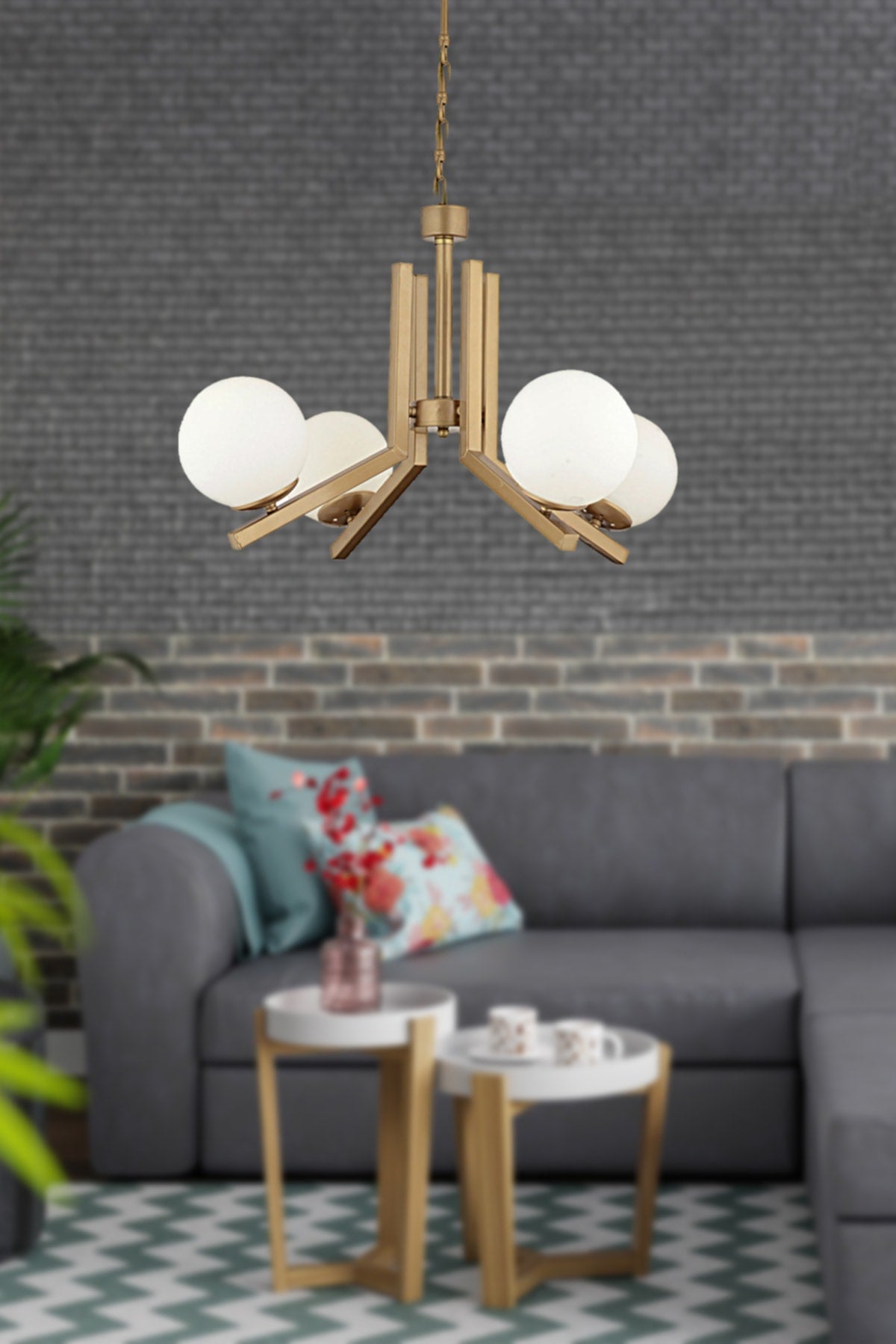 Morgan 4-Piece Antique Painted White Glass Modern Young Room Bedroom Living Room Chandelier