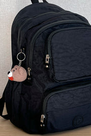 Dark Black Backpack School Bag 14 Inch Laptop Travel Bag Duomino 18 Lt 40X30X15Cm