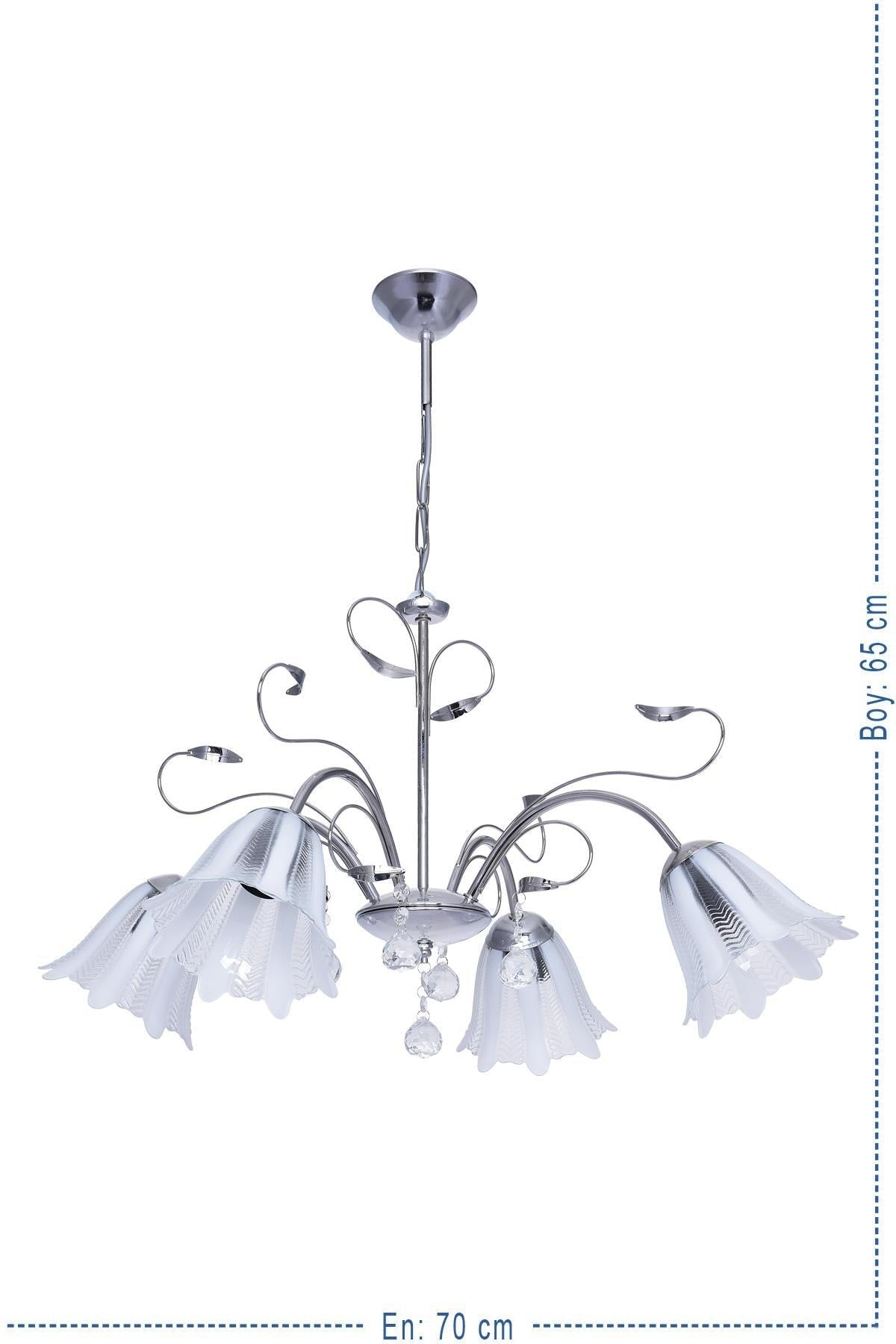 Çağla 4-Stück Chrom Anhänger Lampe Stein Kronleuchter Wohnzimmer Kronleuchter