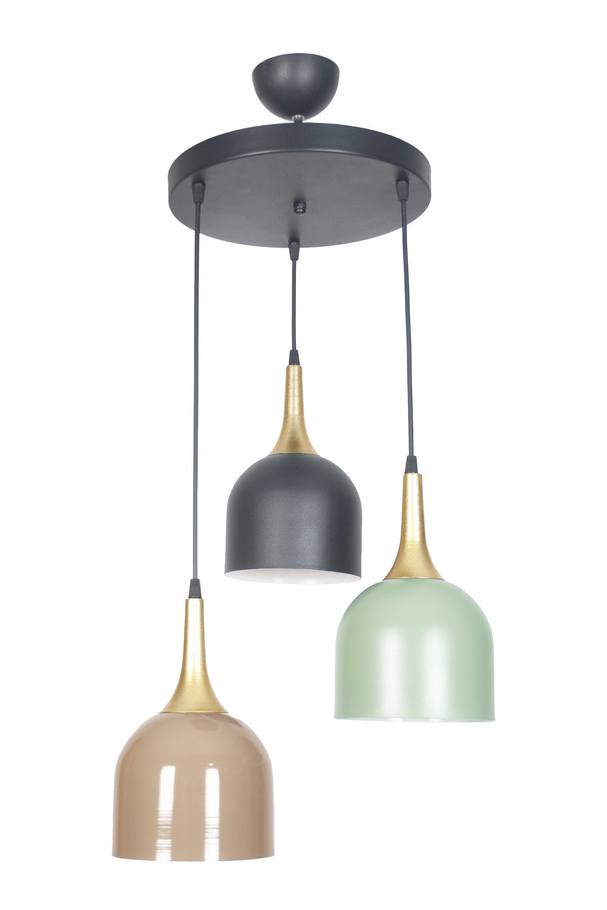 Reına Modernes Design Metall Mix Schwarz Kaffee Grün Farbe Pendelleuchte Cafe - Küche 3-teiliger Kronleuchter