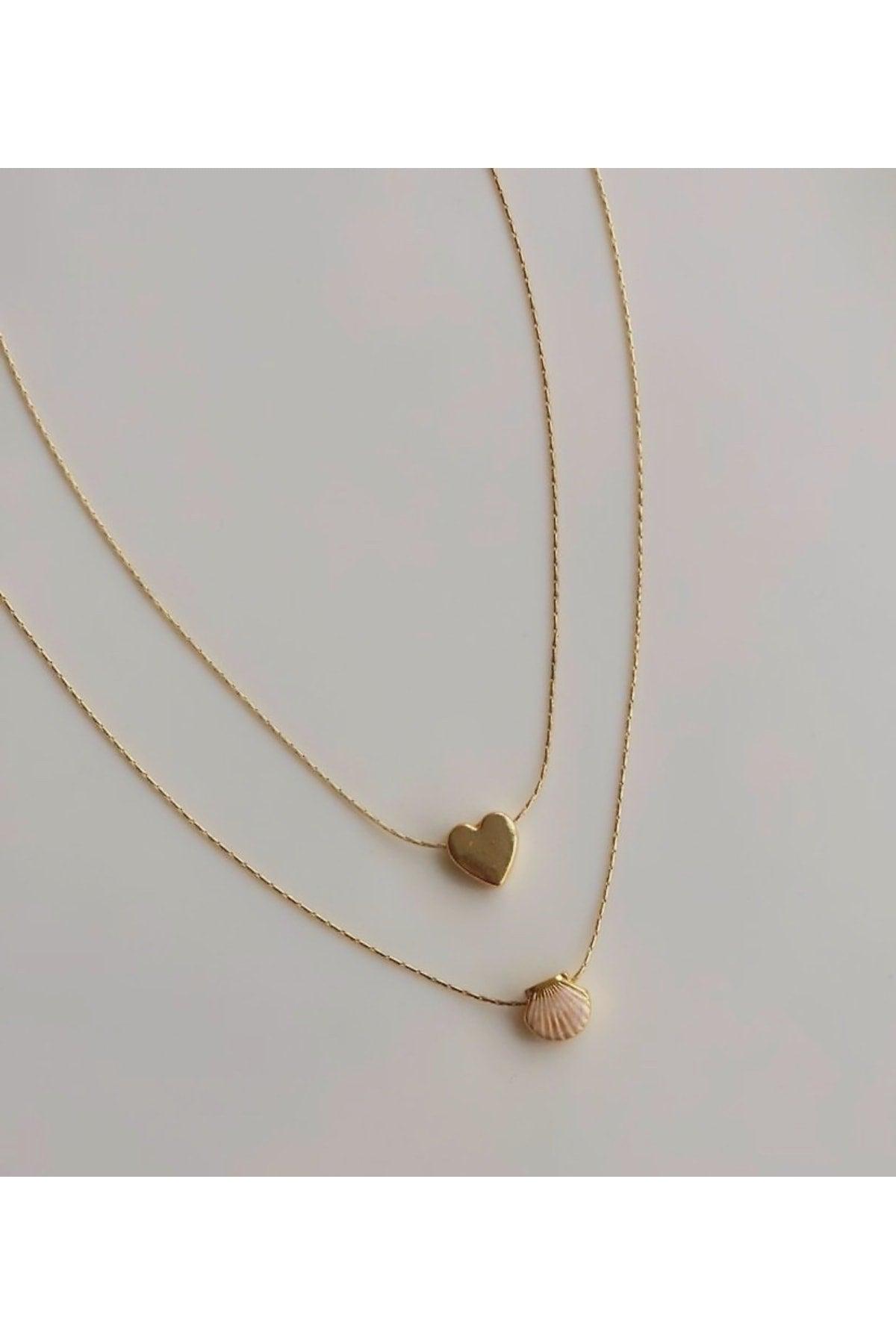 Minimal Heart And Oyster Necklace Set - Swordslife