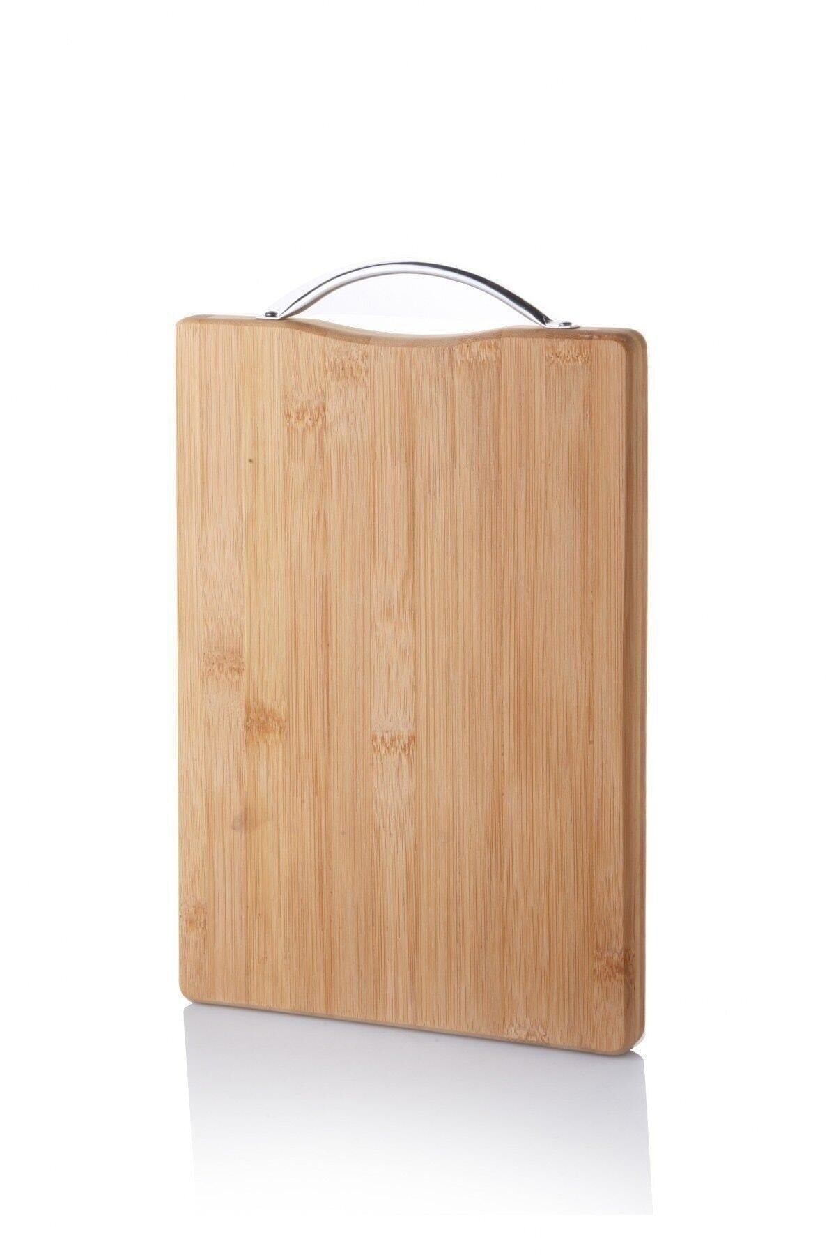 Lux Bambus-Schneidebrett mit Metallgriff 30 cm x 20 cm x 1,8 cm