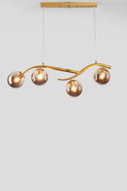 Labra Modern Architectural Design Smat Gold Case Smoked Glass Four Row Chandelier