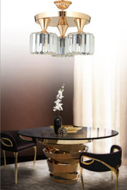 Ahu 3-Piece Gold Plafonier Y-10 Crystal Stone Chandelier