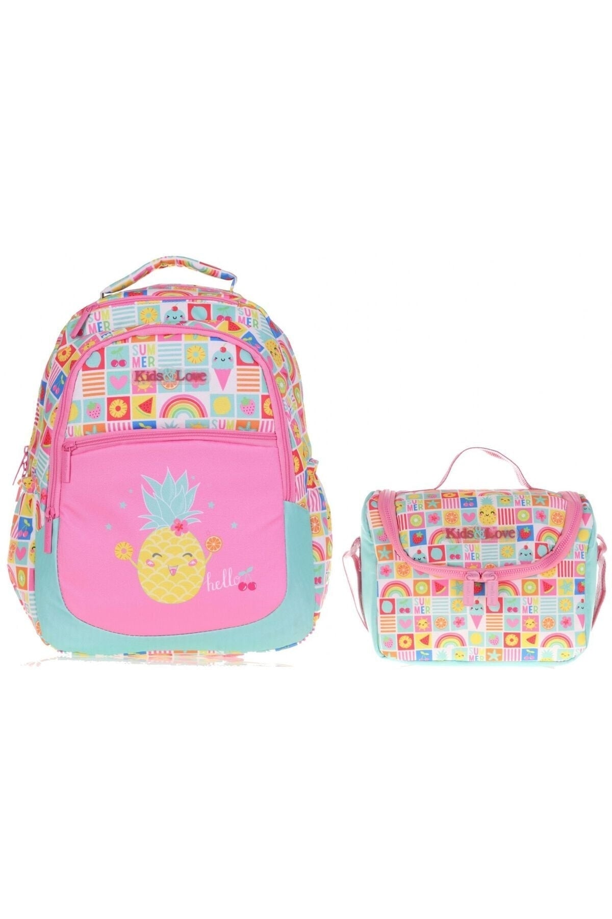 Kids&Love Pink Pineapple Grundschultasche und Lunch-Set – Mädchen