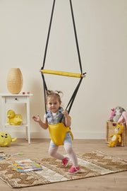Hoppala Bouncer Kangaroo , Balance Baby Walker With Spring Natural Wood Yellow