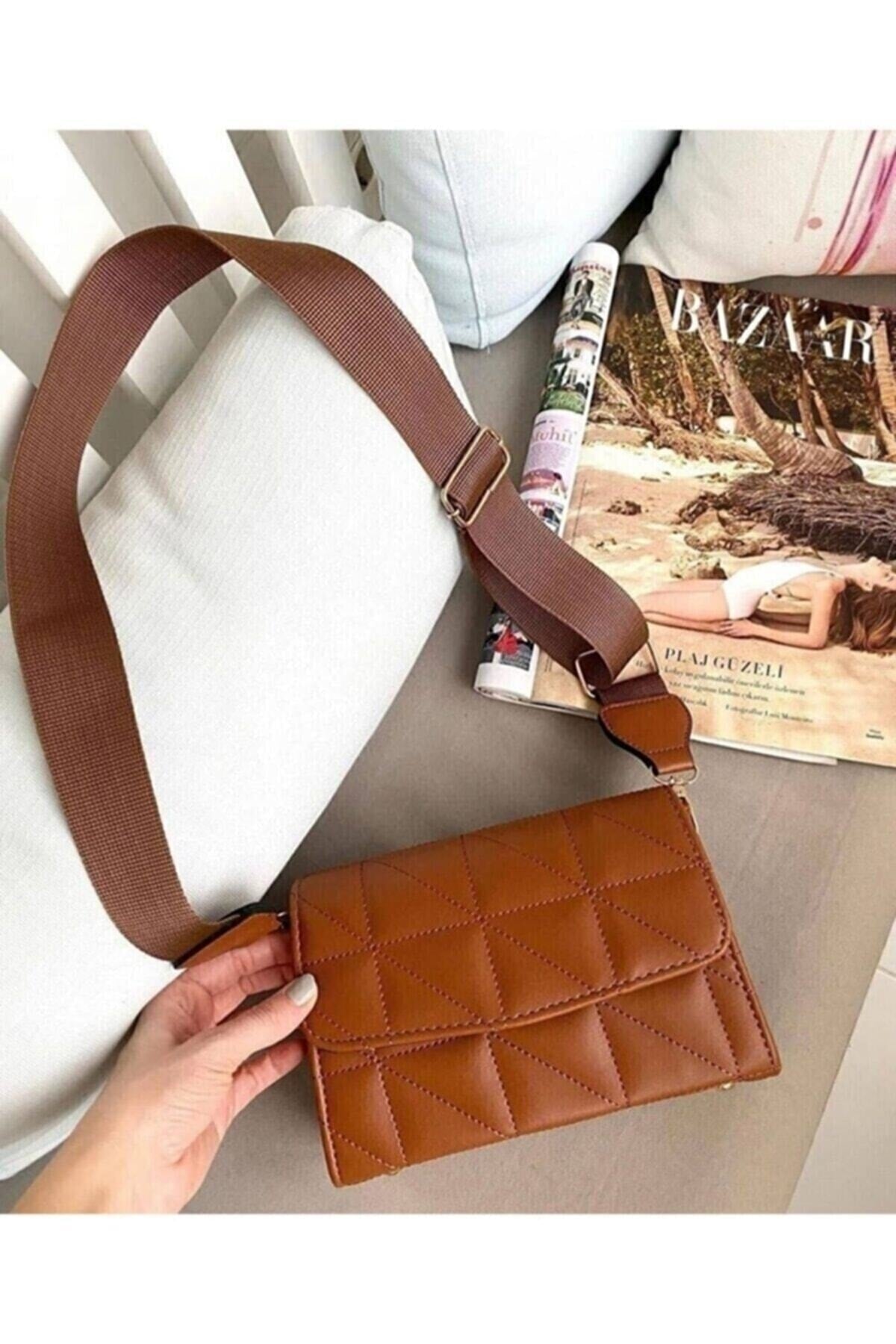 حقيبة كتف نسائية مبطنة بحزام عمودي من باغبيست تابا