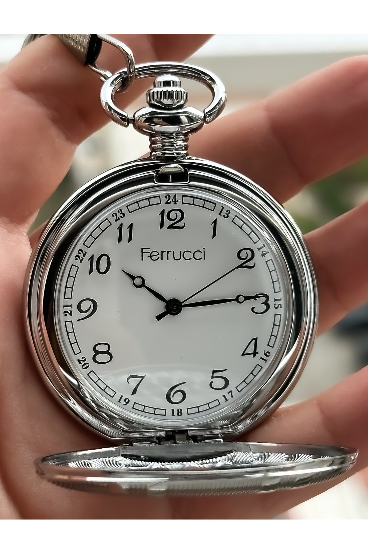 2 Jahre Garantie Retro Silber Ziffer Taschenuhr + Rosenkranz, Armband