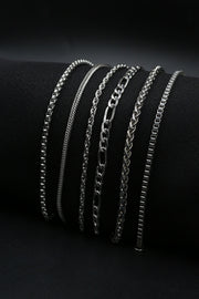 6 Pcs Chain Silver Color Men'S Bracelet Set