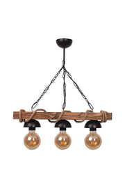 3-teiliger rustikaler Kronleuchter aus Nigrum-Seilholz