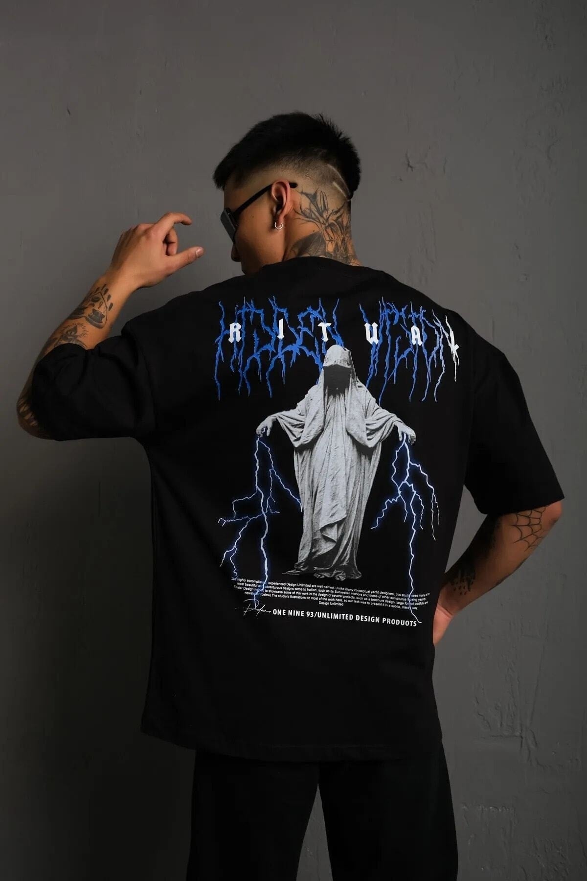 Übergroßes Baumwoll-T-Shirt mit Ritual-Print