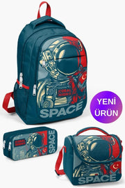 3-teiliges Schulranzen-Set mit rotem Astronautenmuster Goset0114389