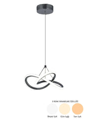 Modern Bolivia Single Black 3 Color Illuminated Power Led Chandelier For Living Room Kitchen Room Hallway