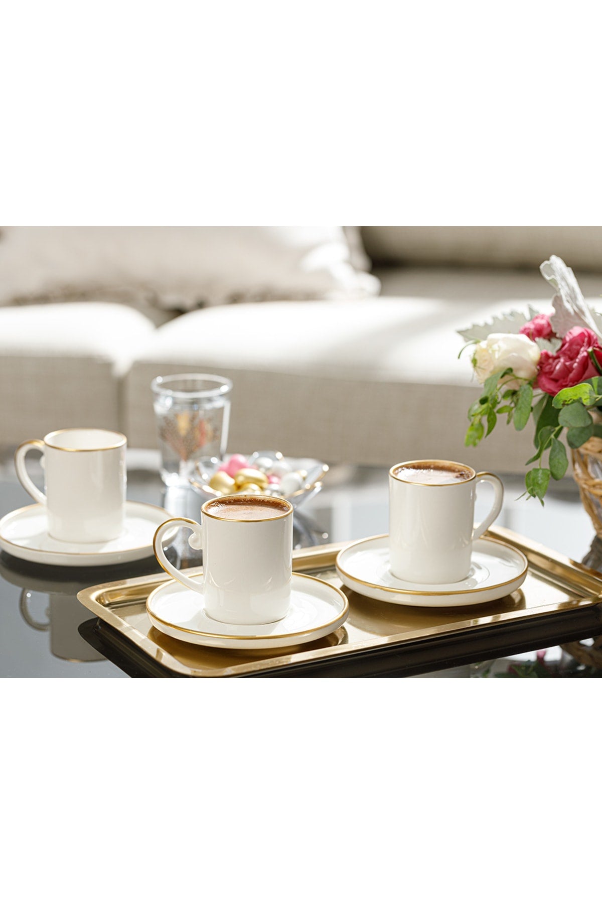 Marella Porzellan 6er Set Kaffeetassen 85 ml Gold