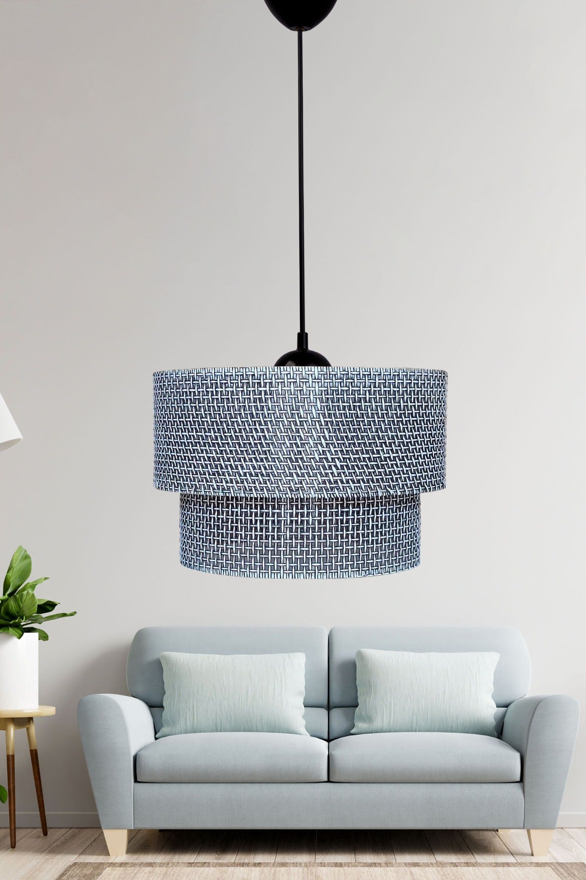 Wicker Pendant Lamp Chandelier Gray E968