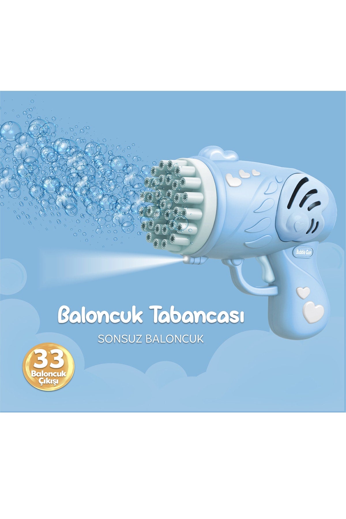 33 Channels Illuminated Battery Powered Bubble Machine Foam Gun Bubble Gun Blue