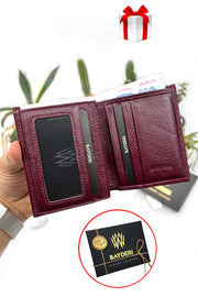 Echtes Leder Claret Red Handliche Herren Geldbörse