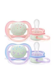 Glow-in-the-dark orthodontic pacifier set for 0-6 month olds