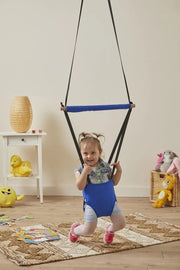 Hoppala Bouncer Kangaroo , Balance Baby Walker With Spring Natural Wood Blue
