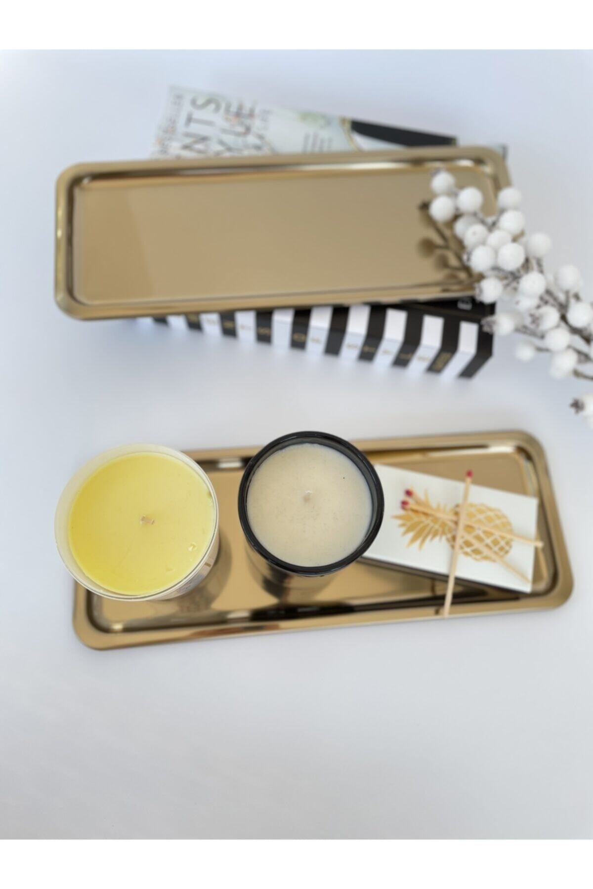 2-teiliges goldenes rechteckiges Serviertablett Nr. 1