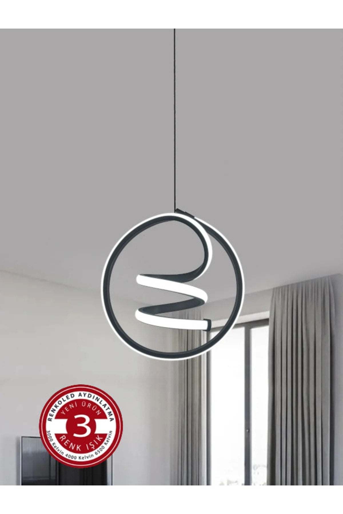3 Color Modern Pendant Lamp Led Chandelier Black Case