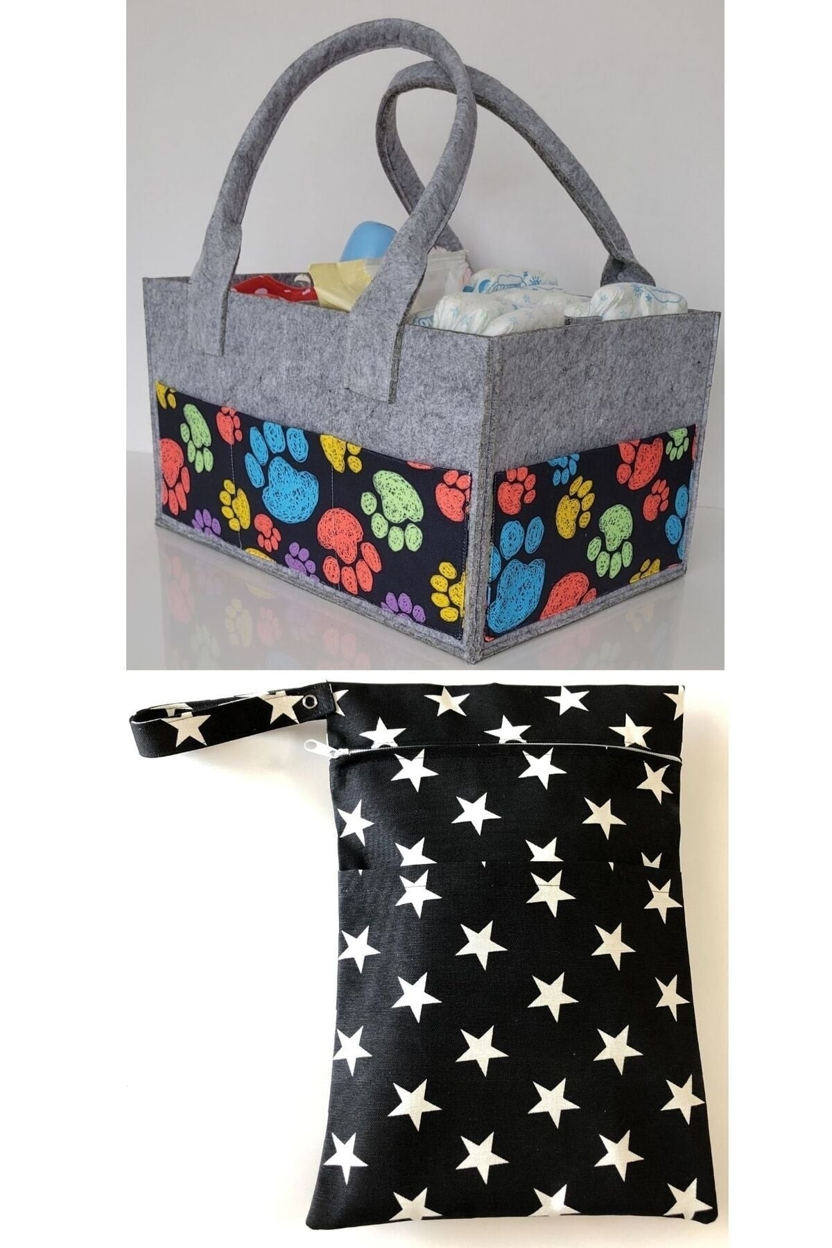 Handgefertigtes funktionales Babytaschen-Set zum Organisieren und Aufhängen