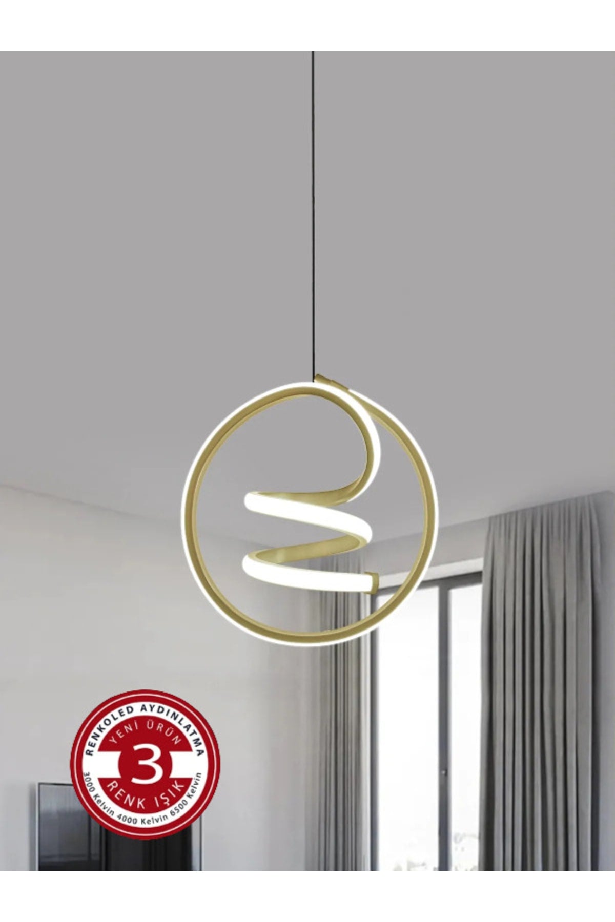 3 Color Modern Pendant Lamp Led Chandelier Gold Case