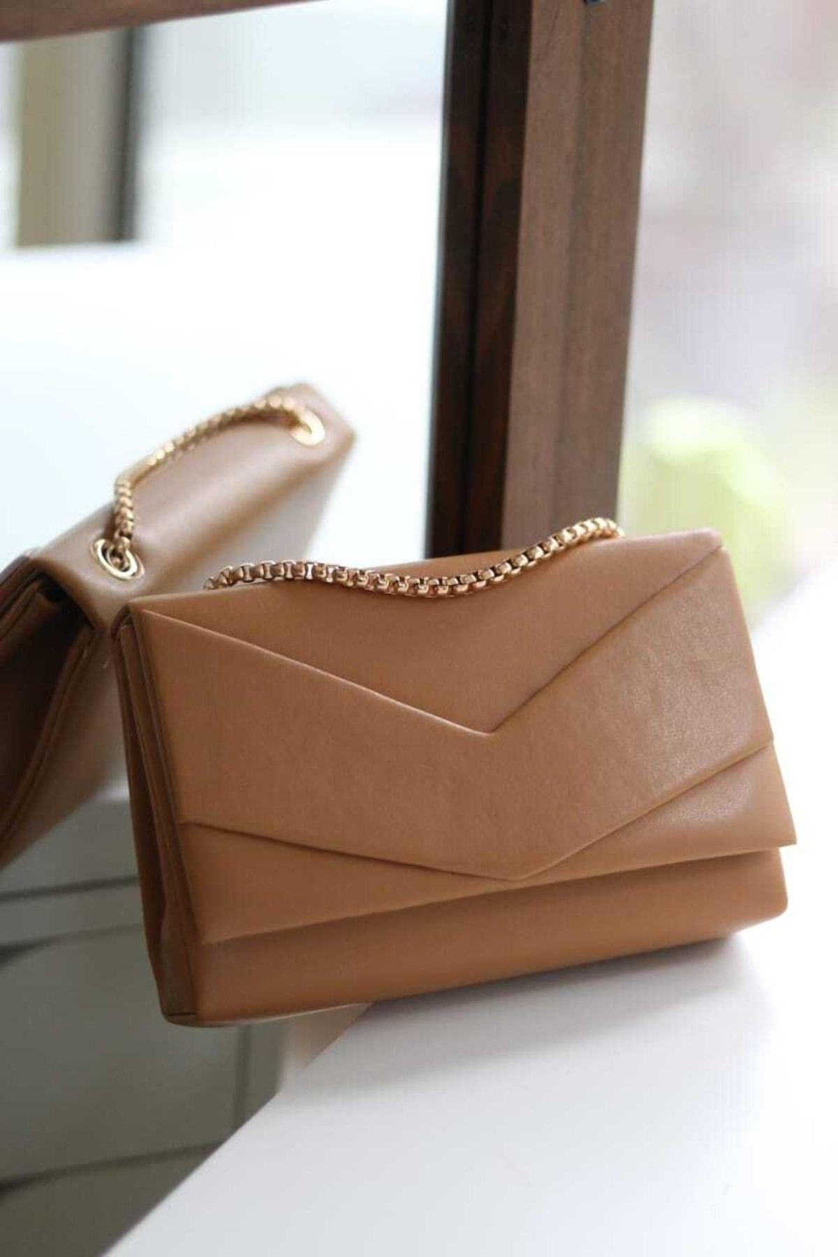 Women's Caramel Envelope Box Shoulder Bag - Swordslife