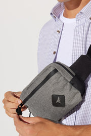 Men'S Grey-Black Zippered Waist Bag