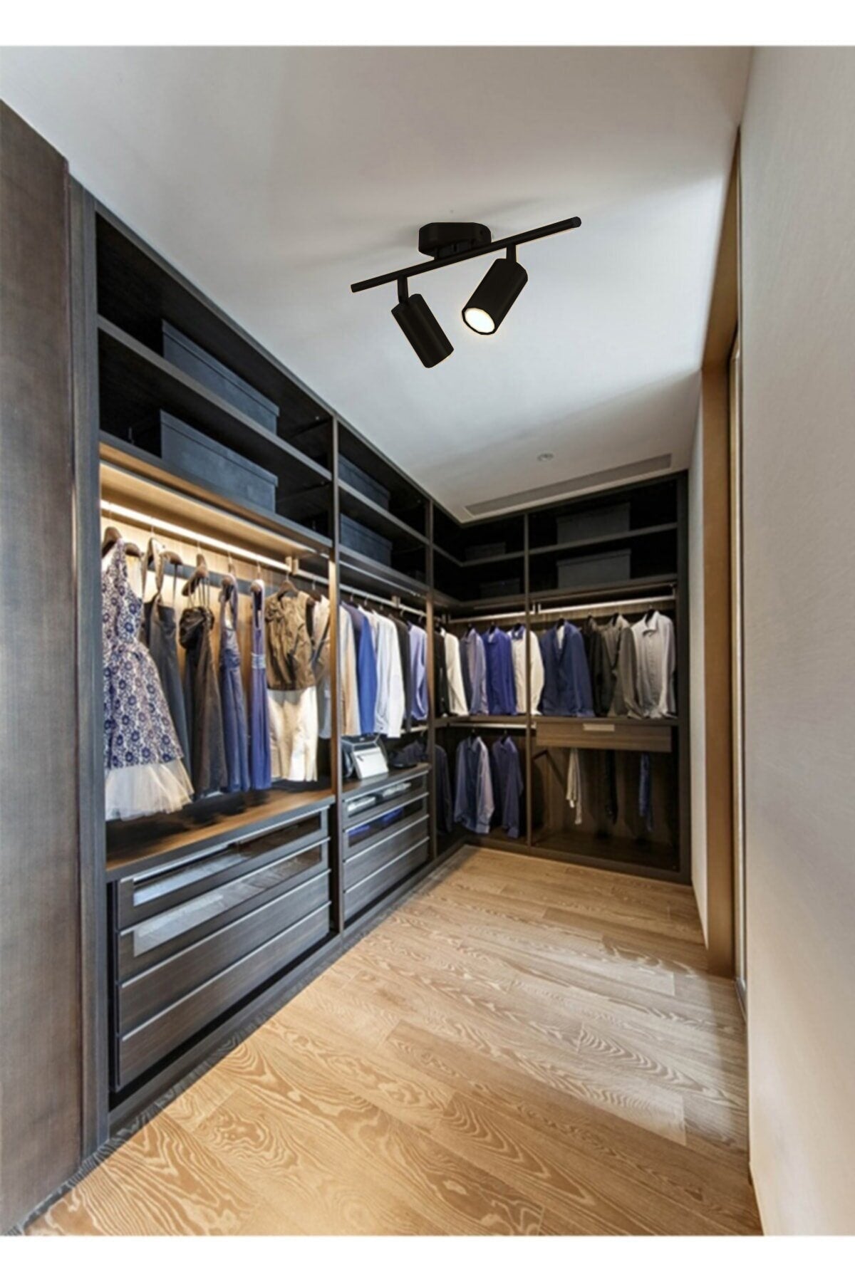 Spoti Modern Design Black Color (White Light) Spot Led Row Cafe - Kitchen 2-Piece Chandelier