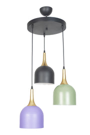 Reına Modernes Design Metall Mix Schwarz Grün Lila Farbe Pendelleuchte Cafe - Küche 3-teiliger Kronleuchter