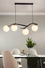 Labra Modern Architectural Design Black Case And White Glass Four Row Chandelier