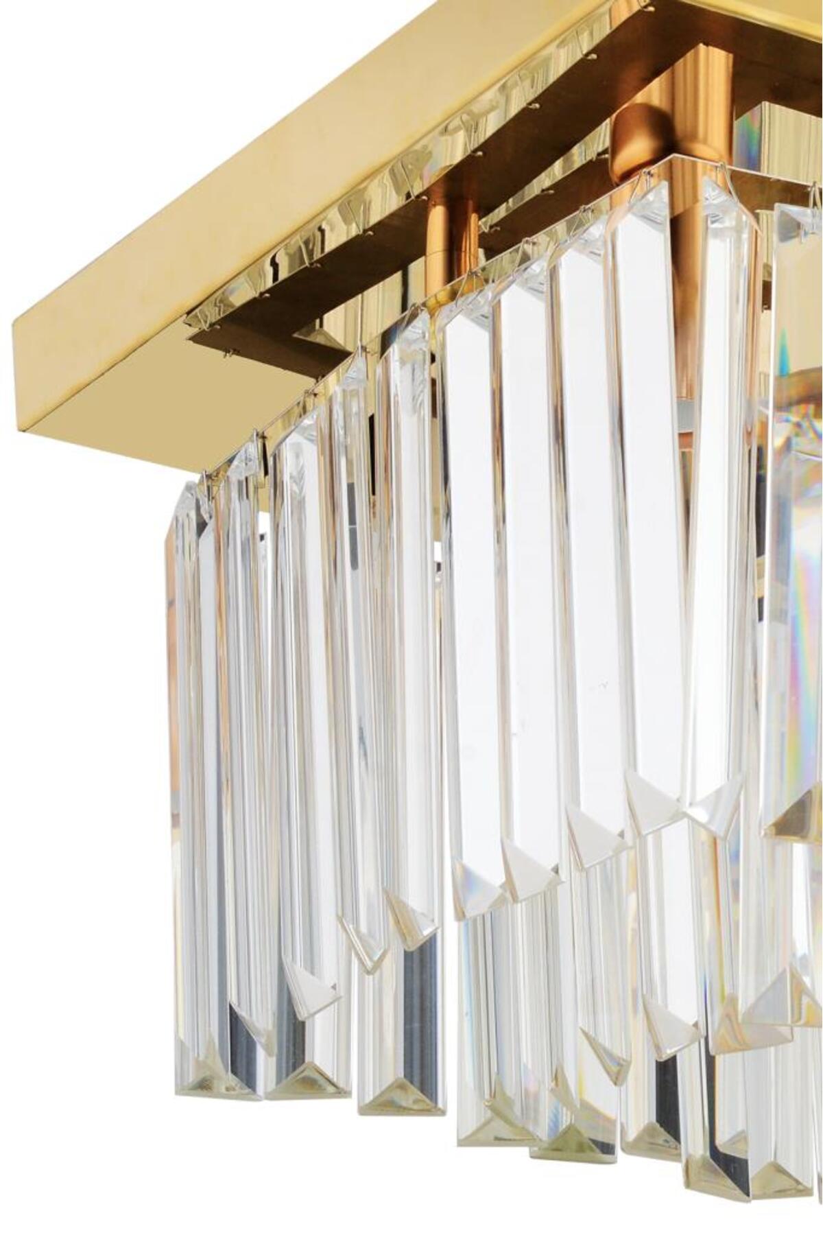 Yasemin 30 cm quadratischer Kronleuchter aus goldenem Kristallstein