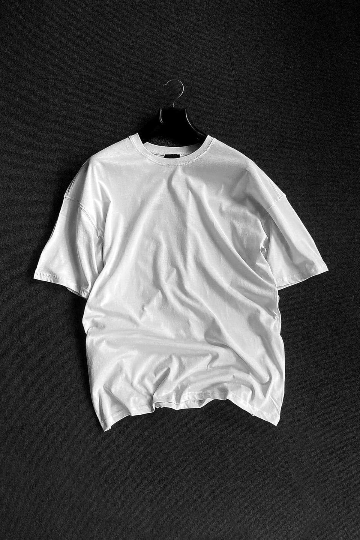 Men'S White 2 Thread Basic Oversize T-Shirt