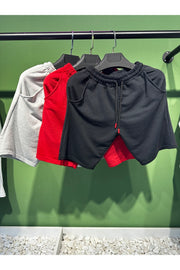 Schwarz Grau Rot Unisex Herren 3 Stück Shorts