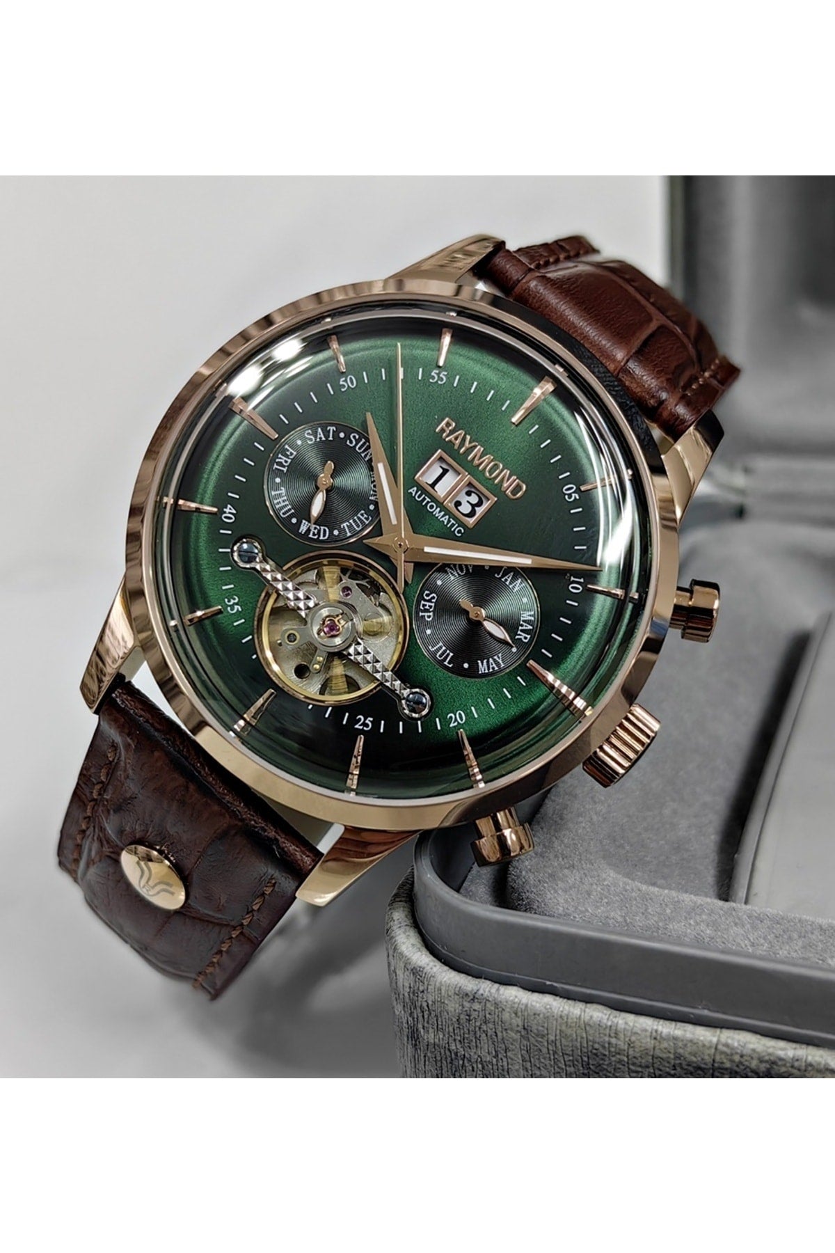 Coffee Green Automatic Men'S Wristwatch