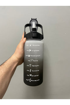 2L motivational water bottle with time markings and quotes