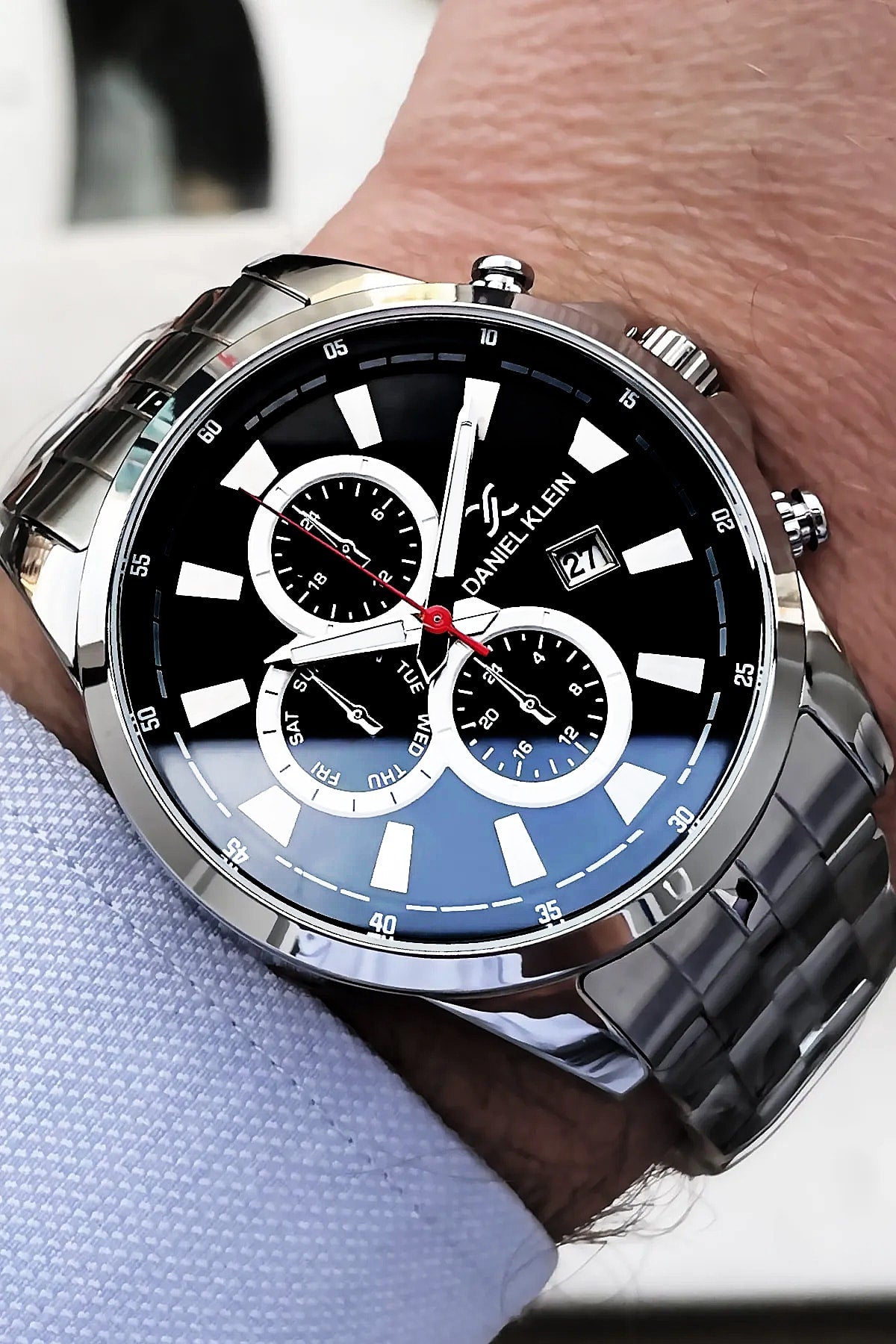 Herren Armbanduhr 3 ATM Wasserdicht Silberfarben Stahlband + Naturstein Armband Elg889 Wlg641