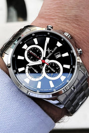 Herren Armbanduhr 3 ATM Wasserdicht Silberfarben Stahlband + Naturstein Armband Elg889 Wlg641