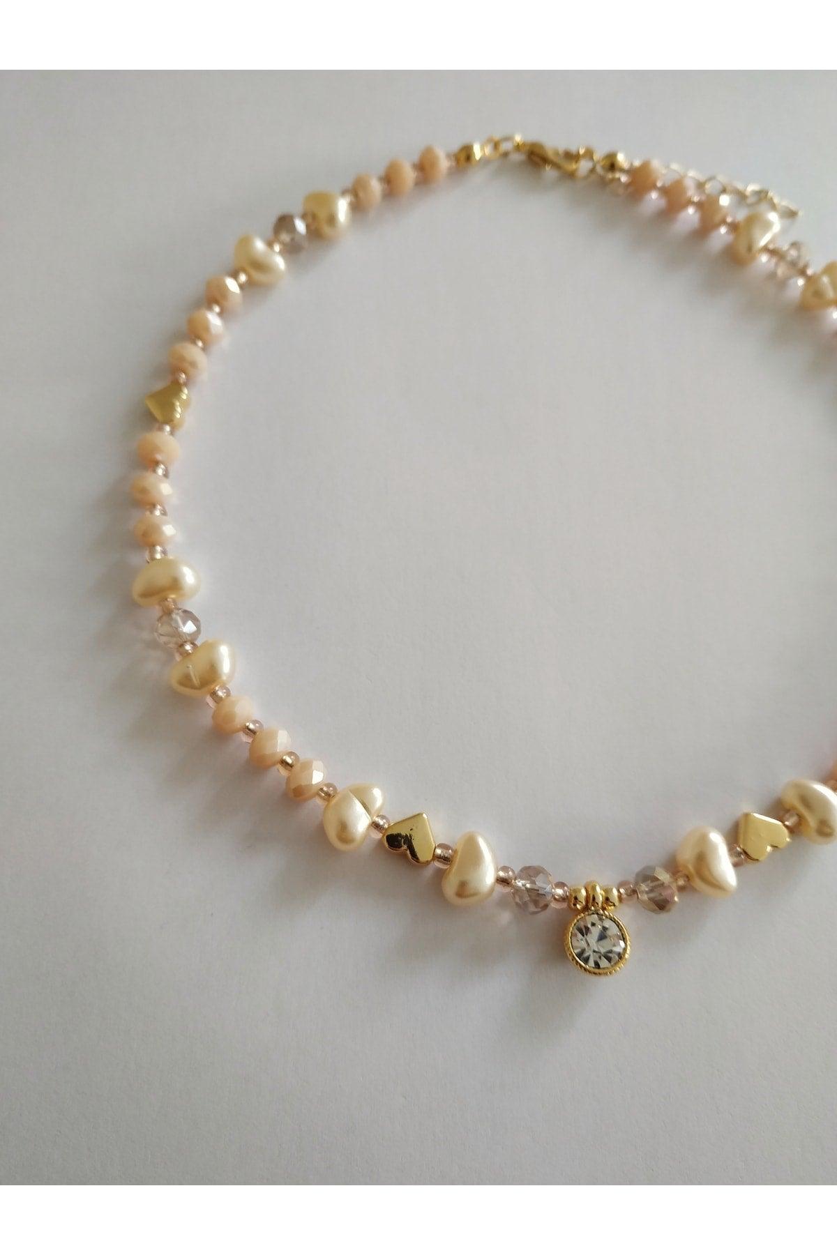 Pearl Nude Necklace with White Shimmer Tips - Swordslife