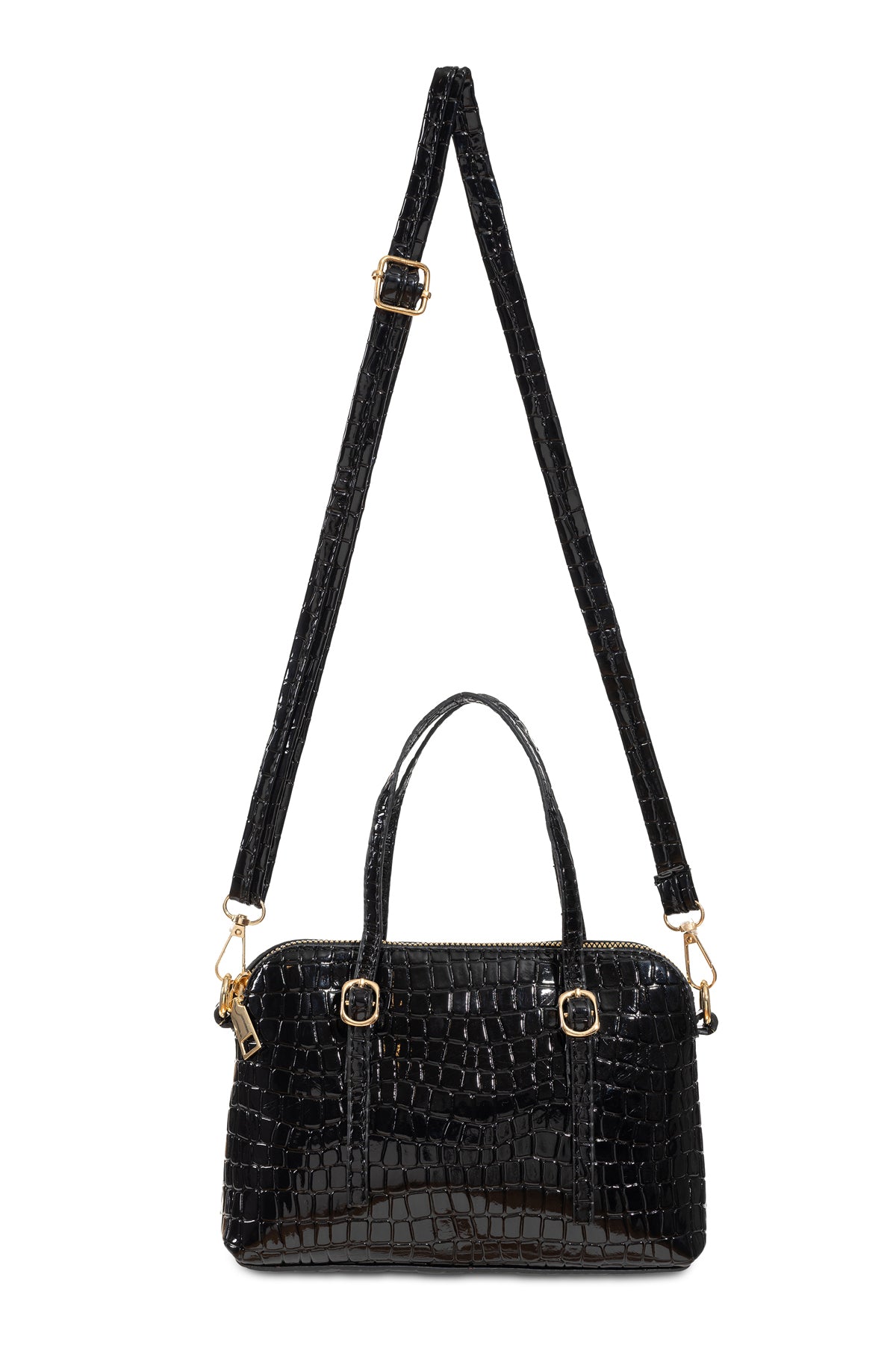 Women'S Leather Look Double Handle Bag
