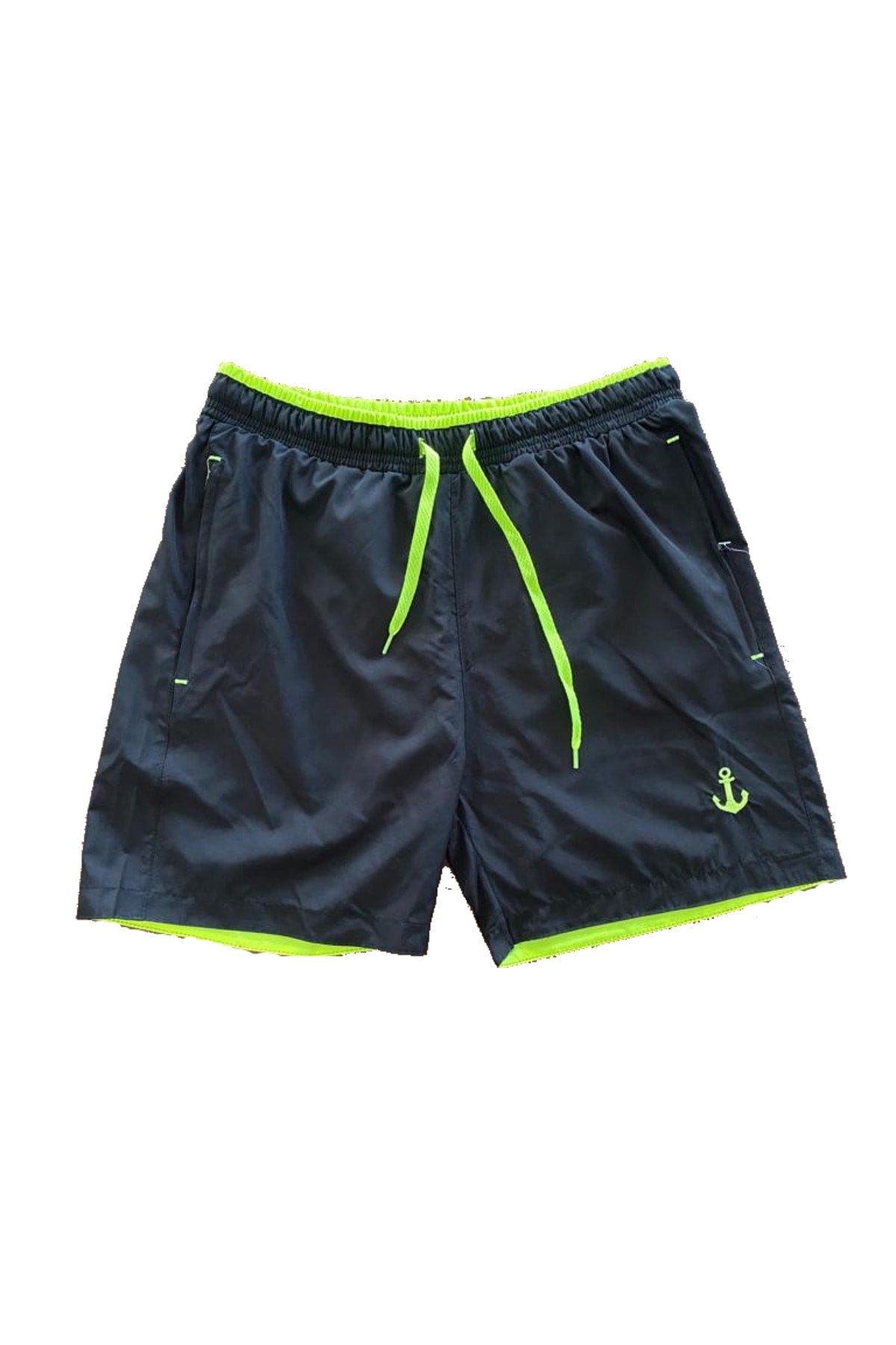 Bunte Marine-Shorts mit Reißverschluss und Taschen