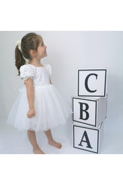 Watermelon Sleeve Embroidered Tutu White Kids Dress (Must Read Product Description)