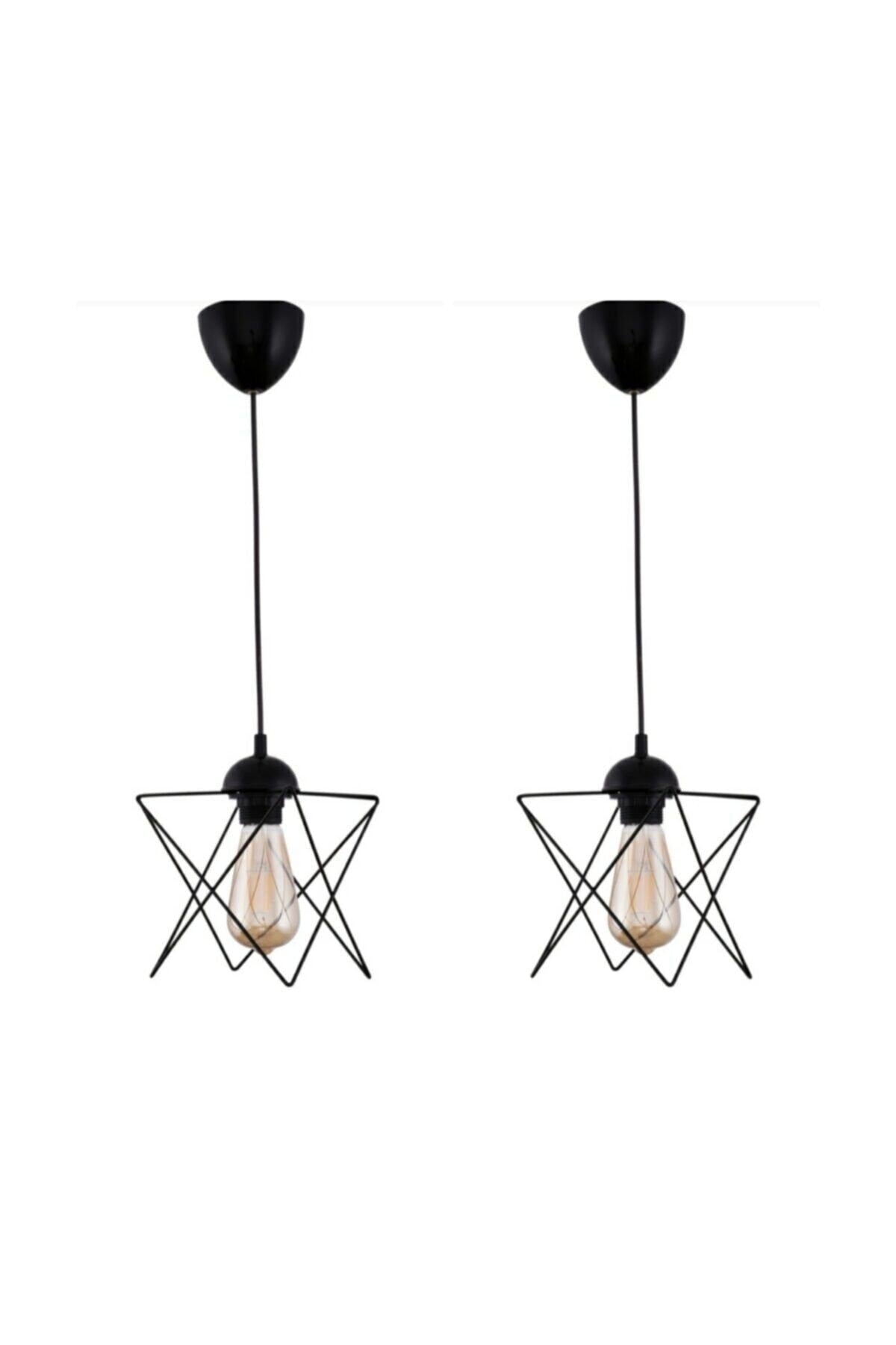 2 Single Black Pendant Chandelier