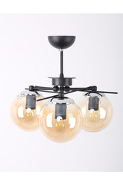 Triangle Black Chrome 3 Honey Glass Chandelier
